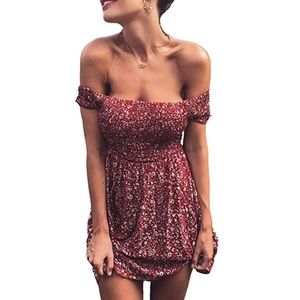 Off the shoulder floral print dress
